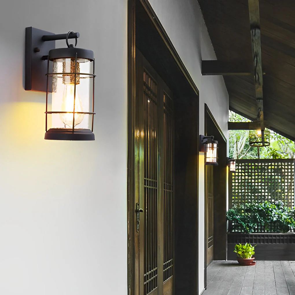 Honou Retro Rustic Glass Exterior Wall Lights - Image 2