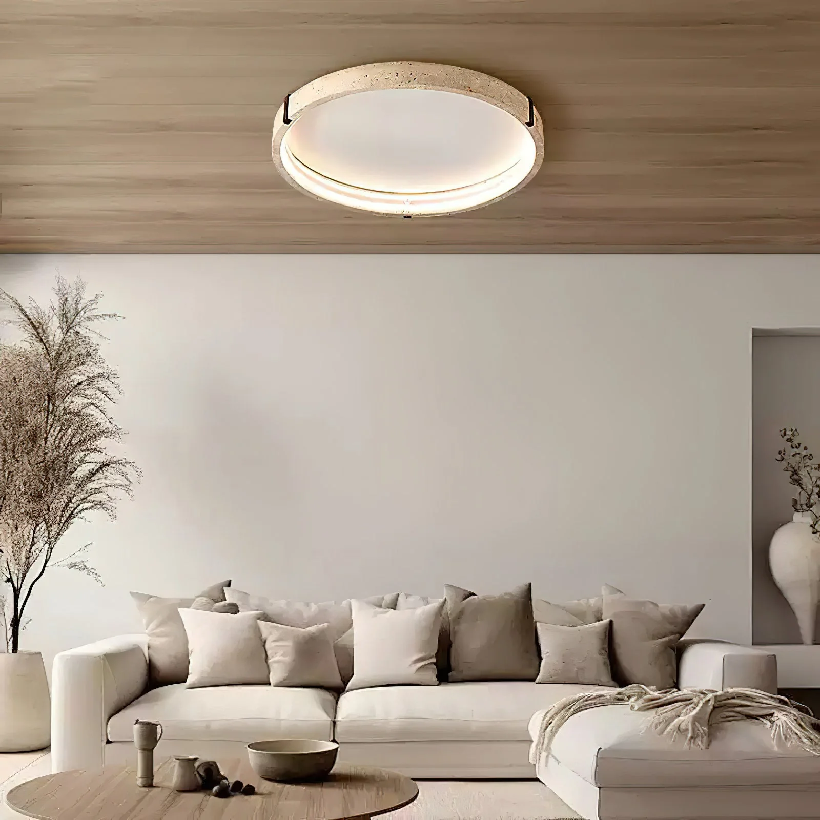 Horizon Wabi-Sabi Travertine Ceiling Light - Image 5