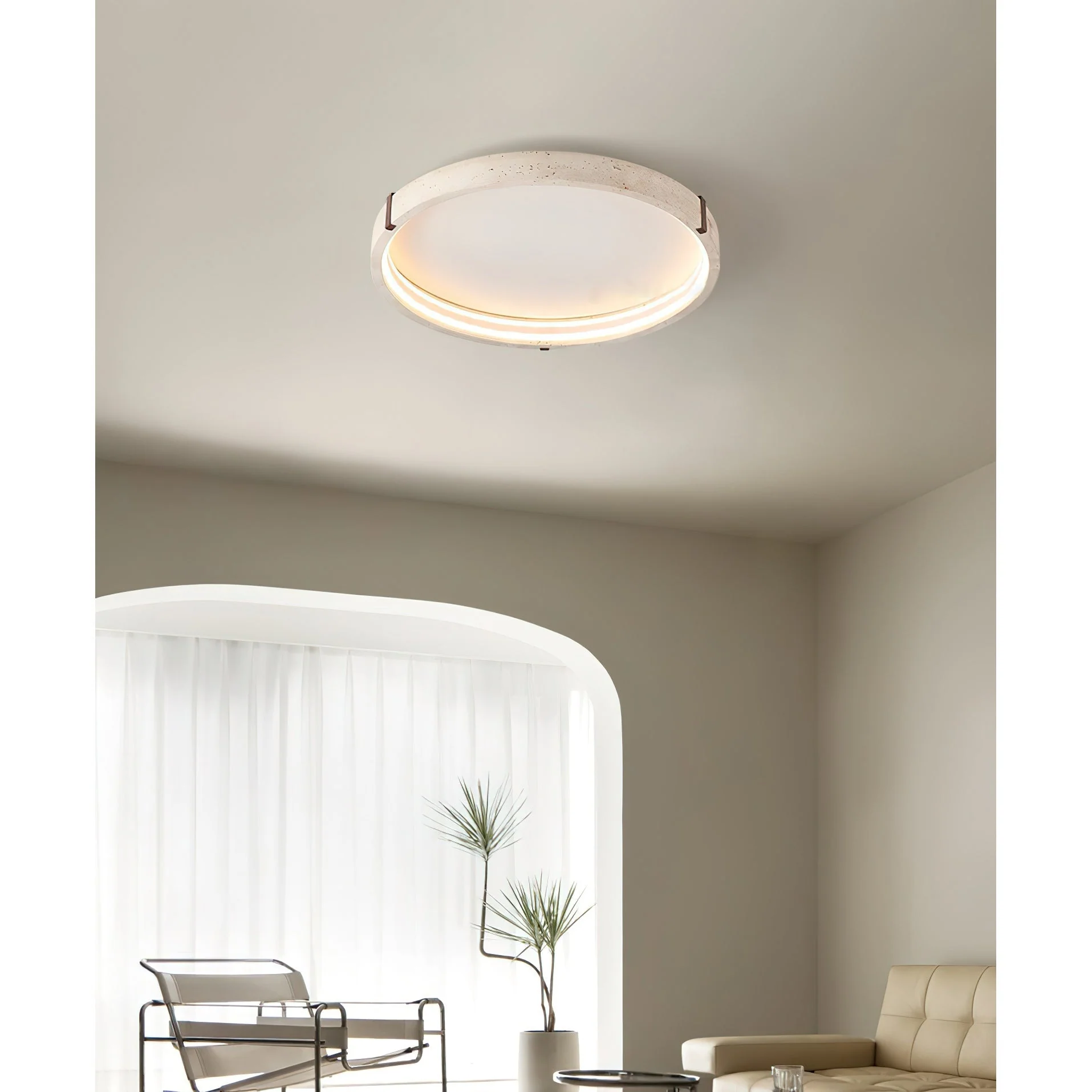 Horizon Wabi-Sabi Travertine Ceiling Light - Image 8