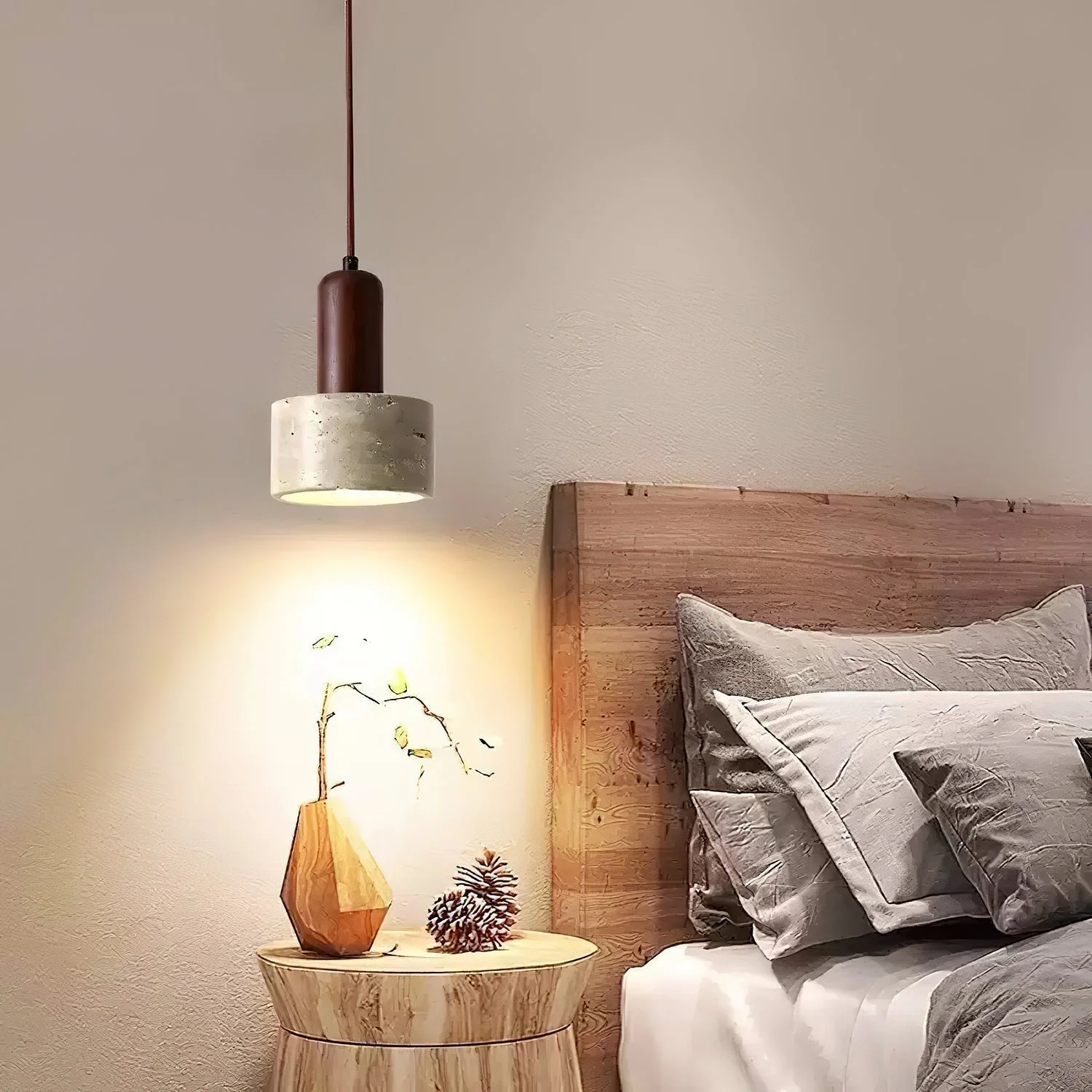 Ilshaa Dual-Material Travertine Pendant Light - Image 11