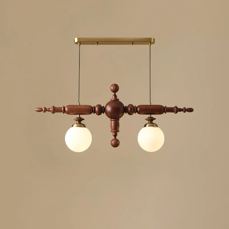 Isilira Classic Wood Glass Linear Pendant Light - Image 14