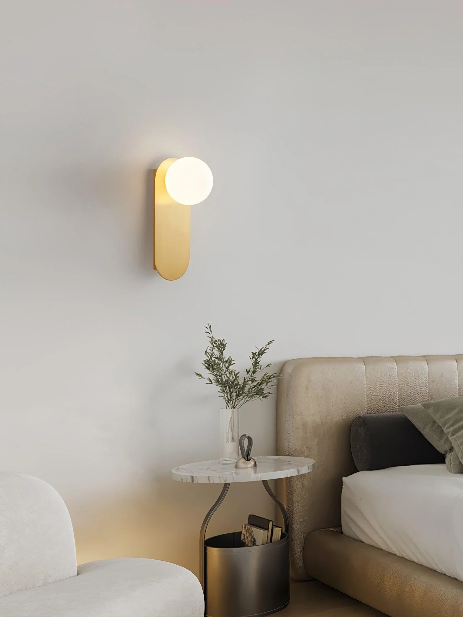 Isoren Flat Base Globe Brass Glass Sconce Wall lamp - Image 8