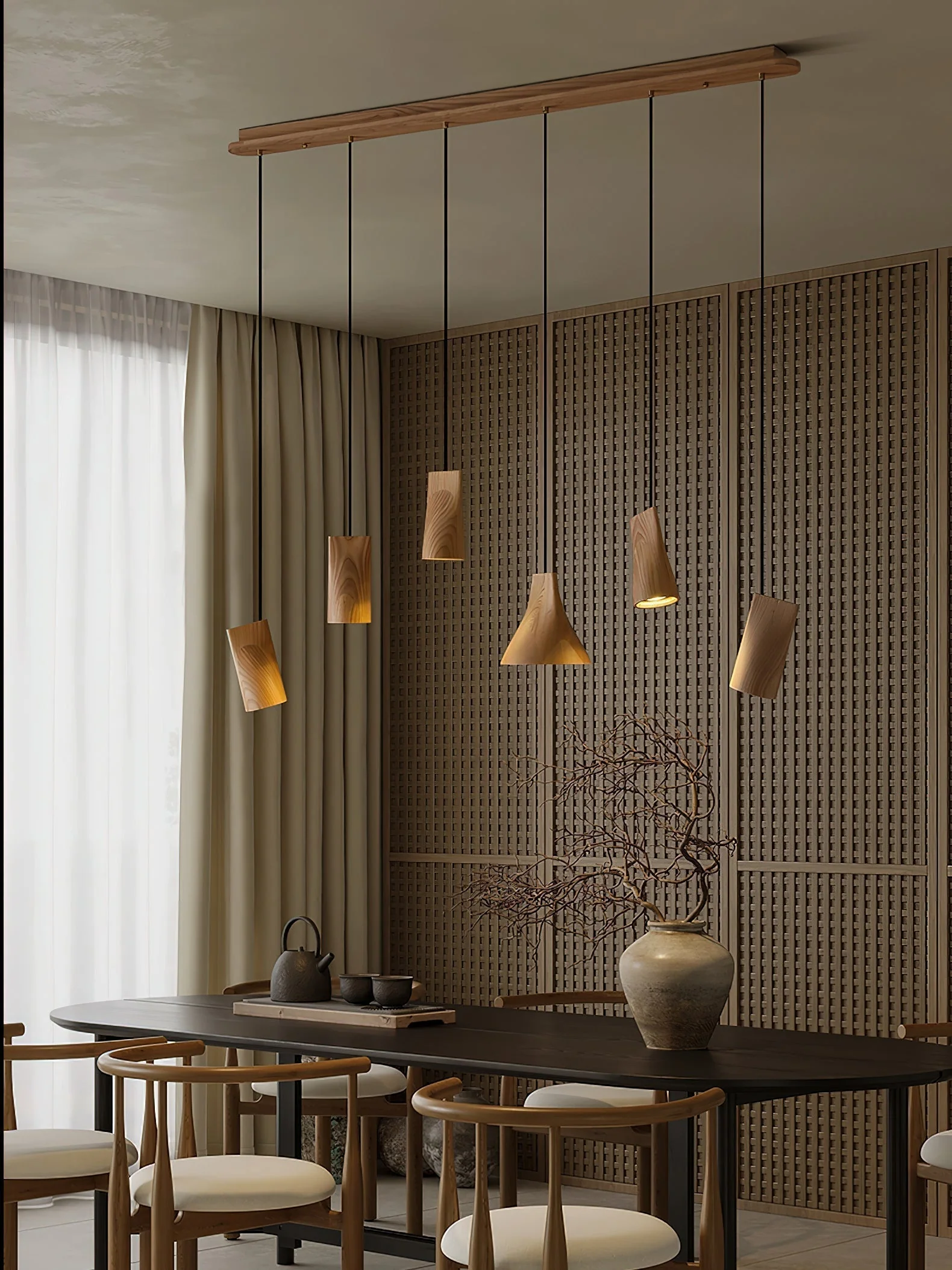 Ivarara Asymmetrical Wood Pendant Light - Image 105