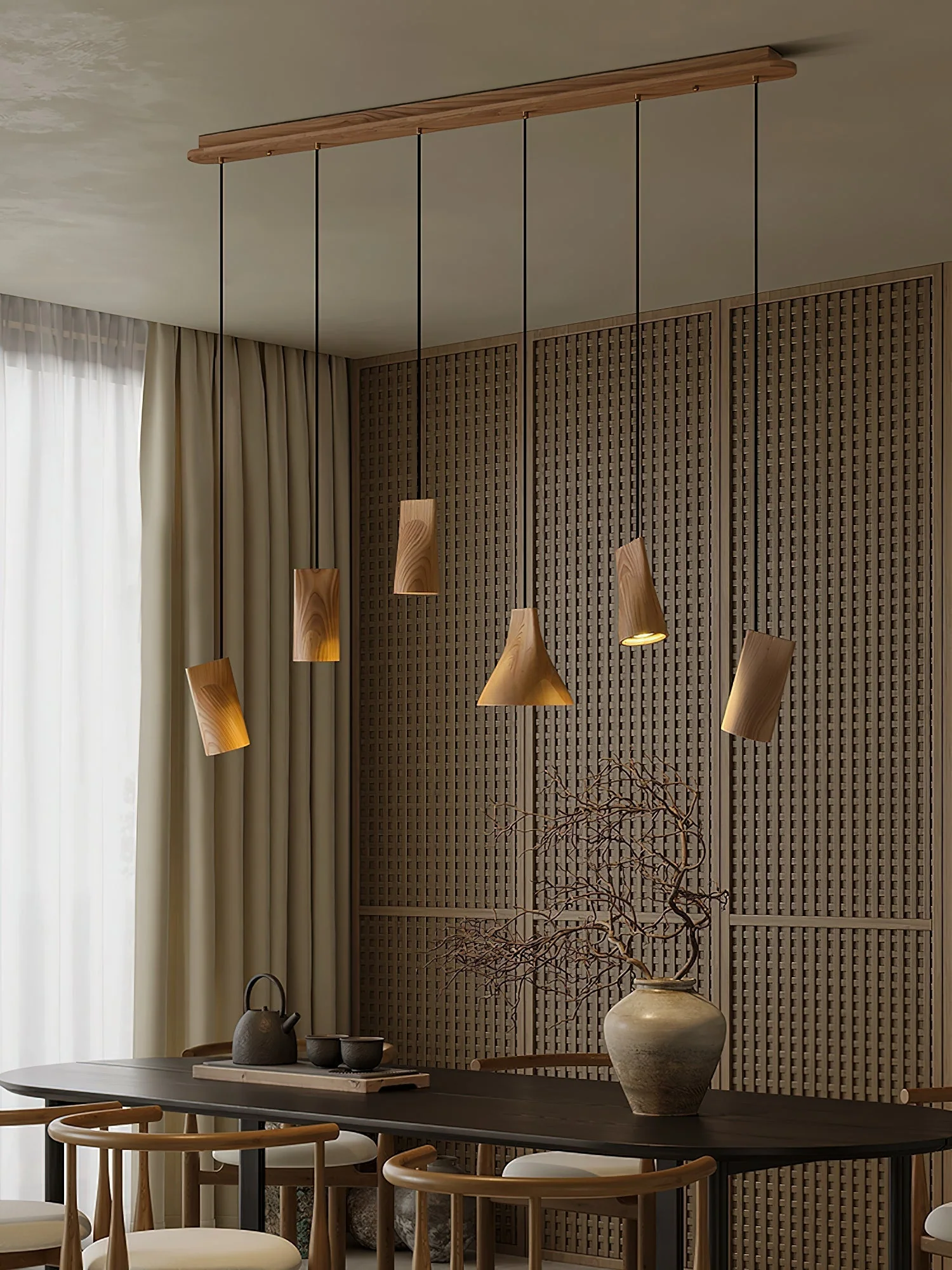 Ivarara Asymmetrical Wood Pendant Light - Image 120
