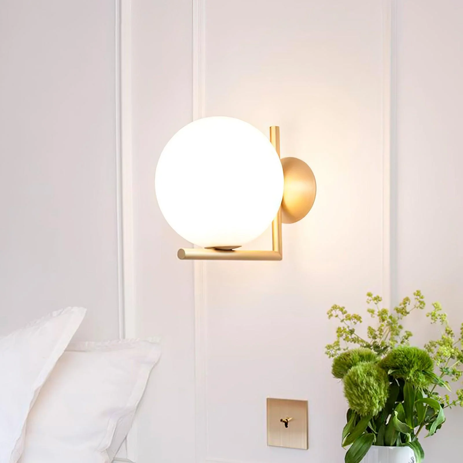 Joanna Modern Minimalist Opal Blown Glass Wall Lamp - Image 4