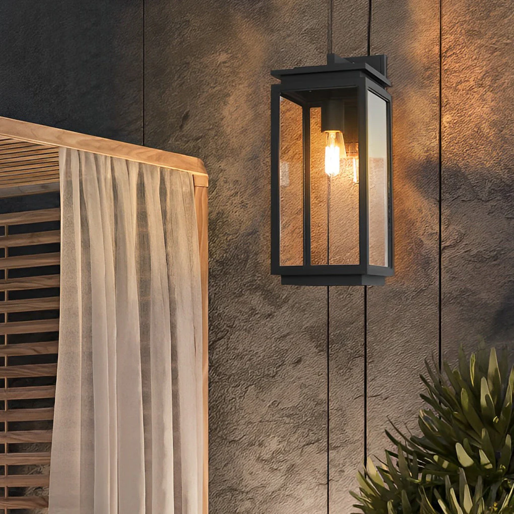 Jophine Rectangular Industrial Glass Outdoor Wall Lamp - Image 3