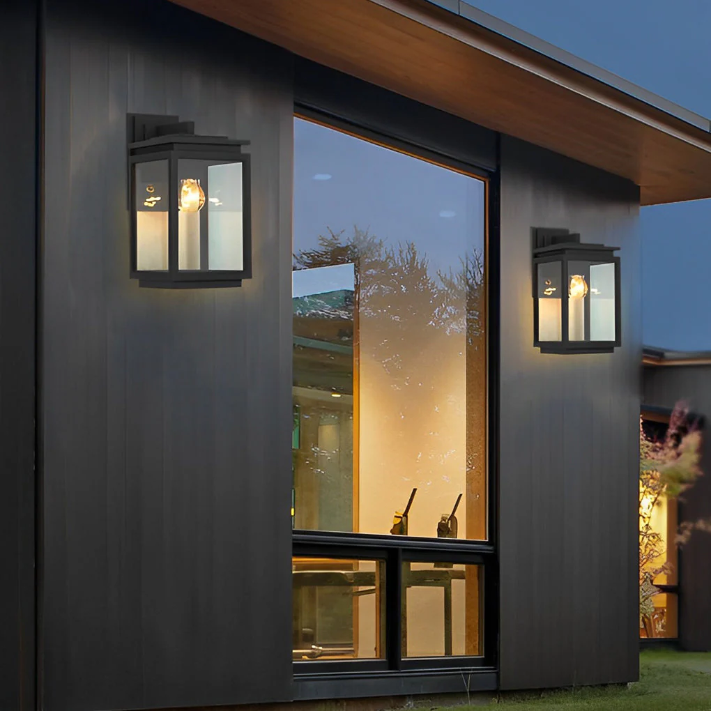 Jophine Rectangular Industrial Glass Outdoor Wall Lamp - Image 4