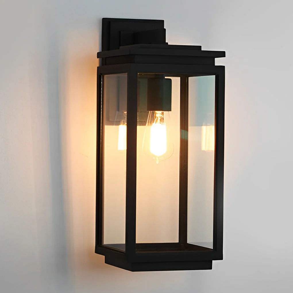 Jophine Rectangular Industrial Glass Outdoor Wall Lamp - Image 7