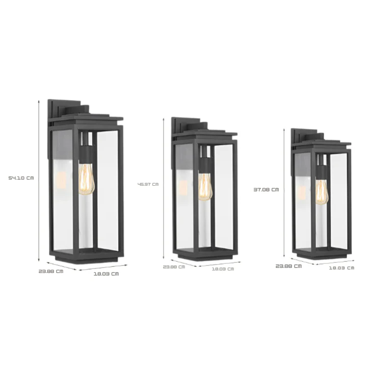 Jophine Rectangular Industrial Glass Outdoor Wall Lamp - Image 9
