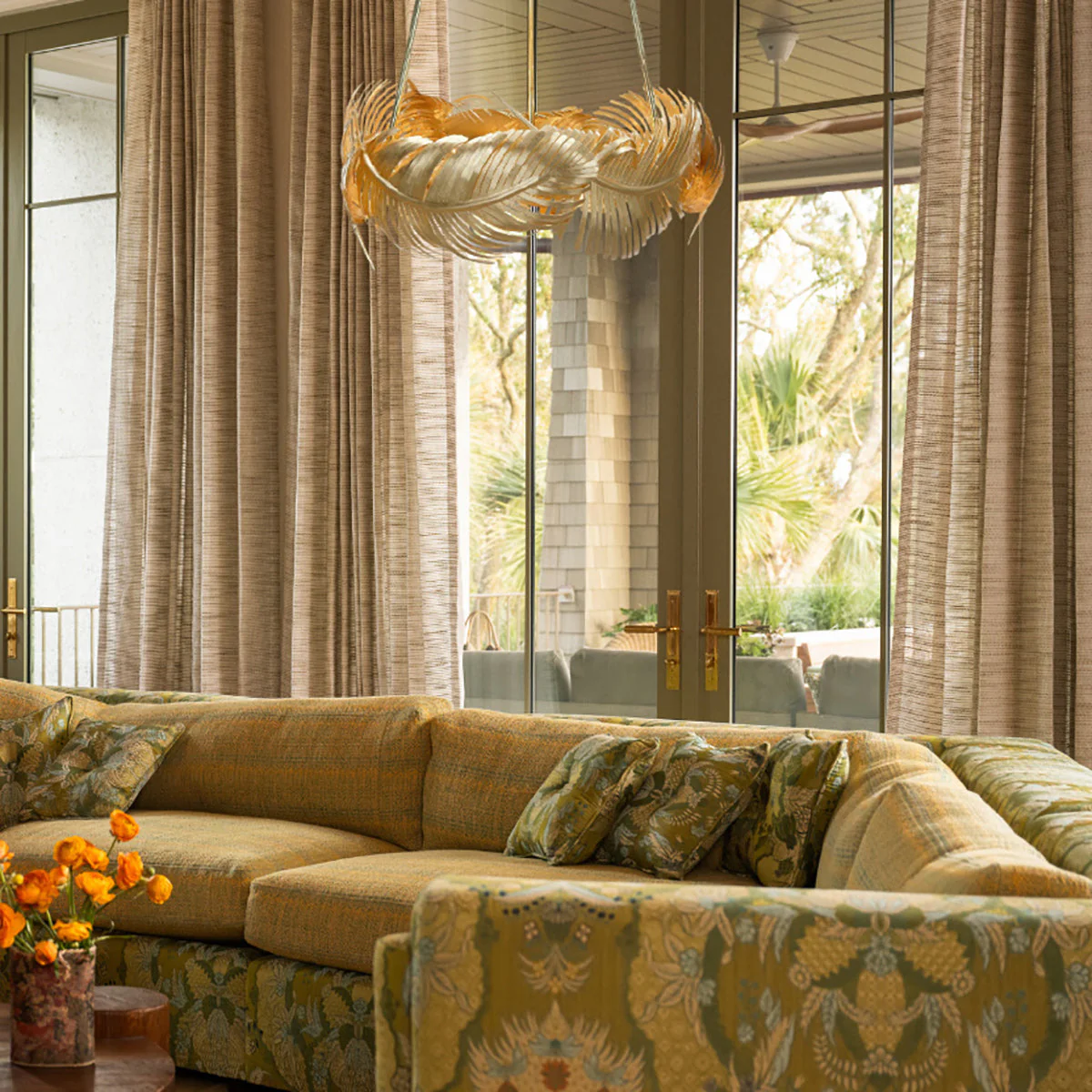 Josette Contemporary Brass Chandelier - Image 4