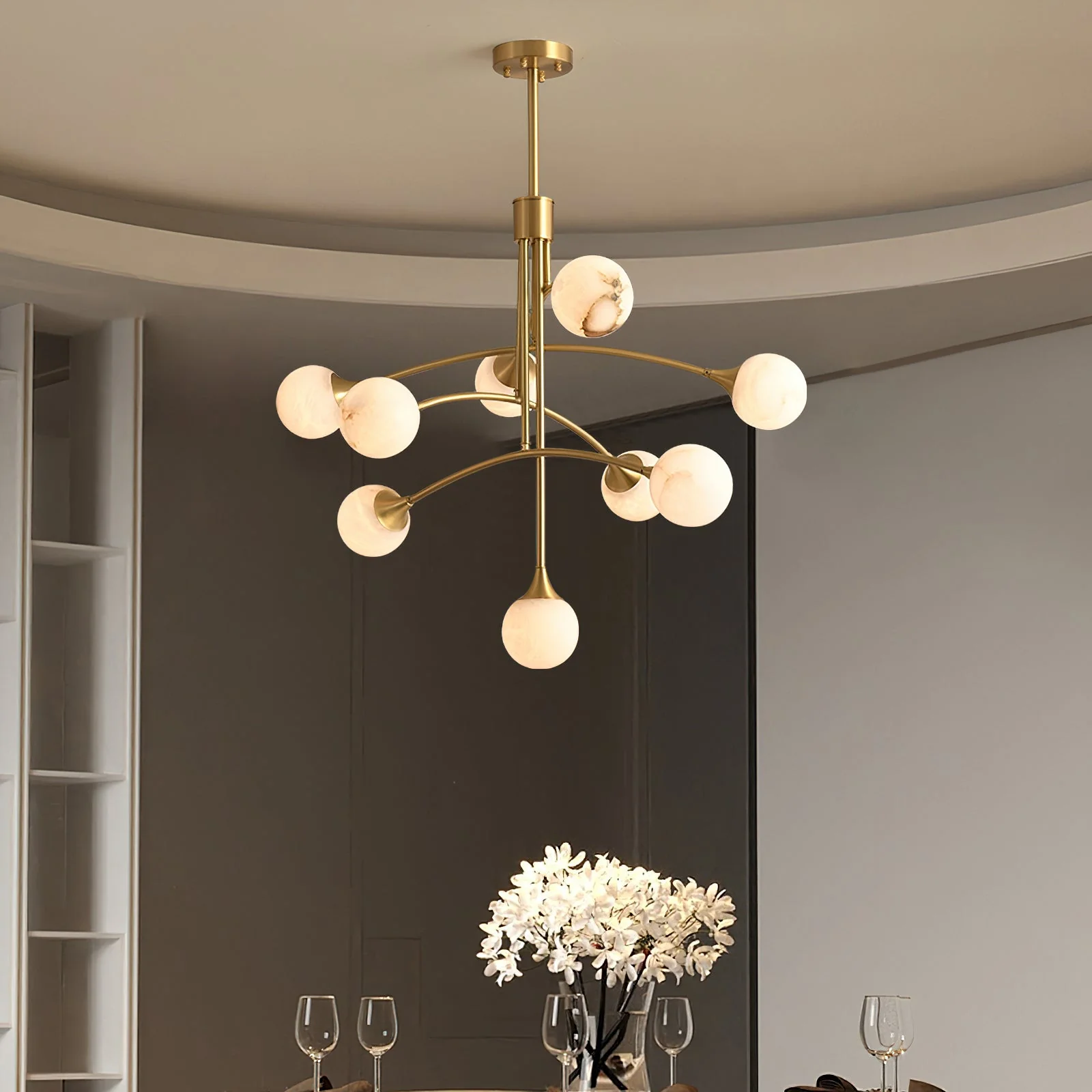 Kael Modern Sputnik Alabaster Chandelier - Image 2