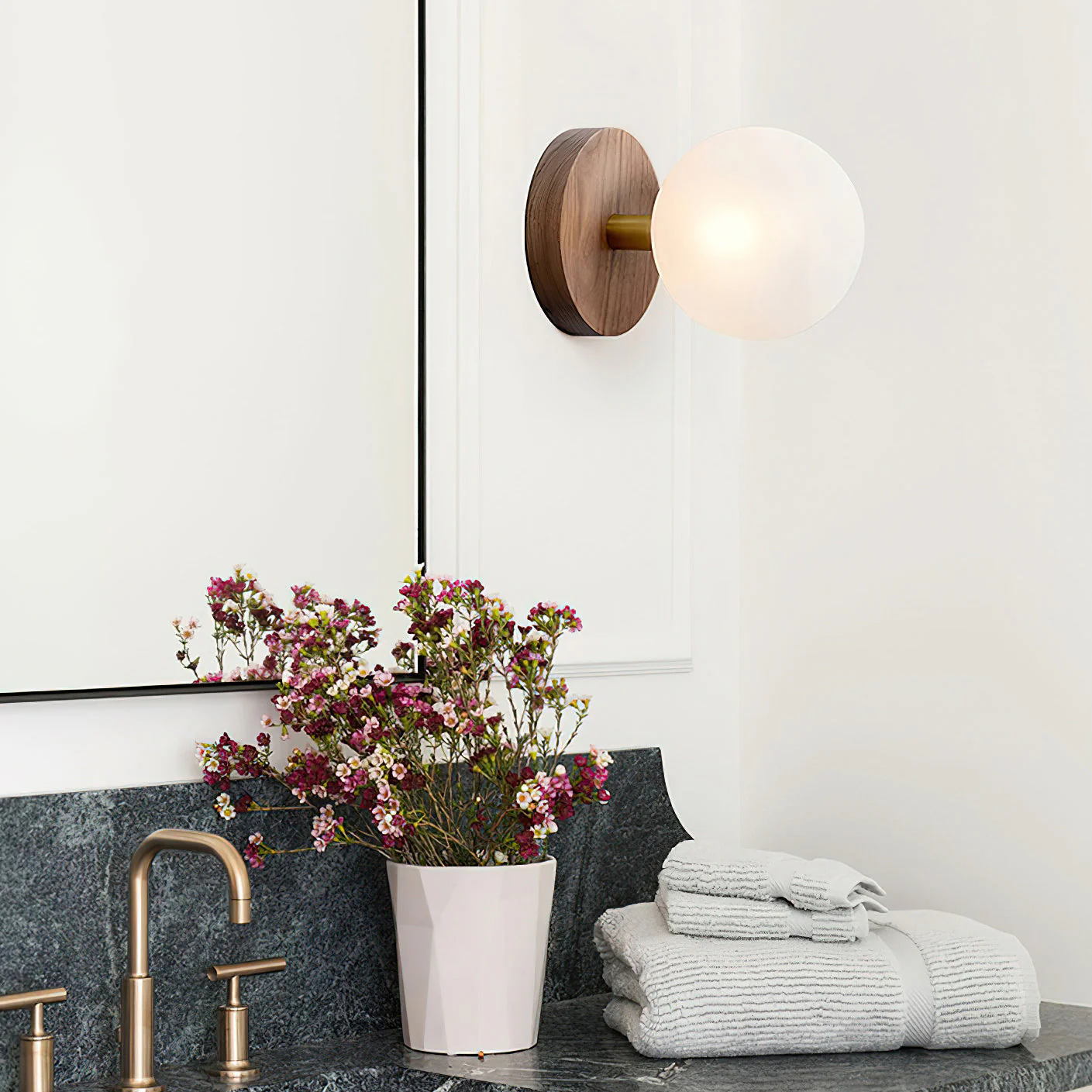 Kampy Farmhouse Walnut Wood Wall Light - Image 2