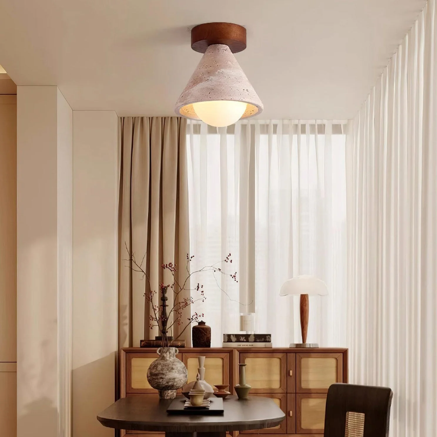 Kayla Wabi-Sabi Travertine Ceiling Light - Image 2