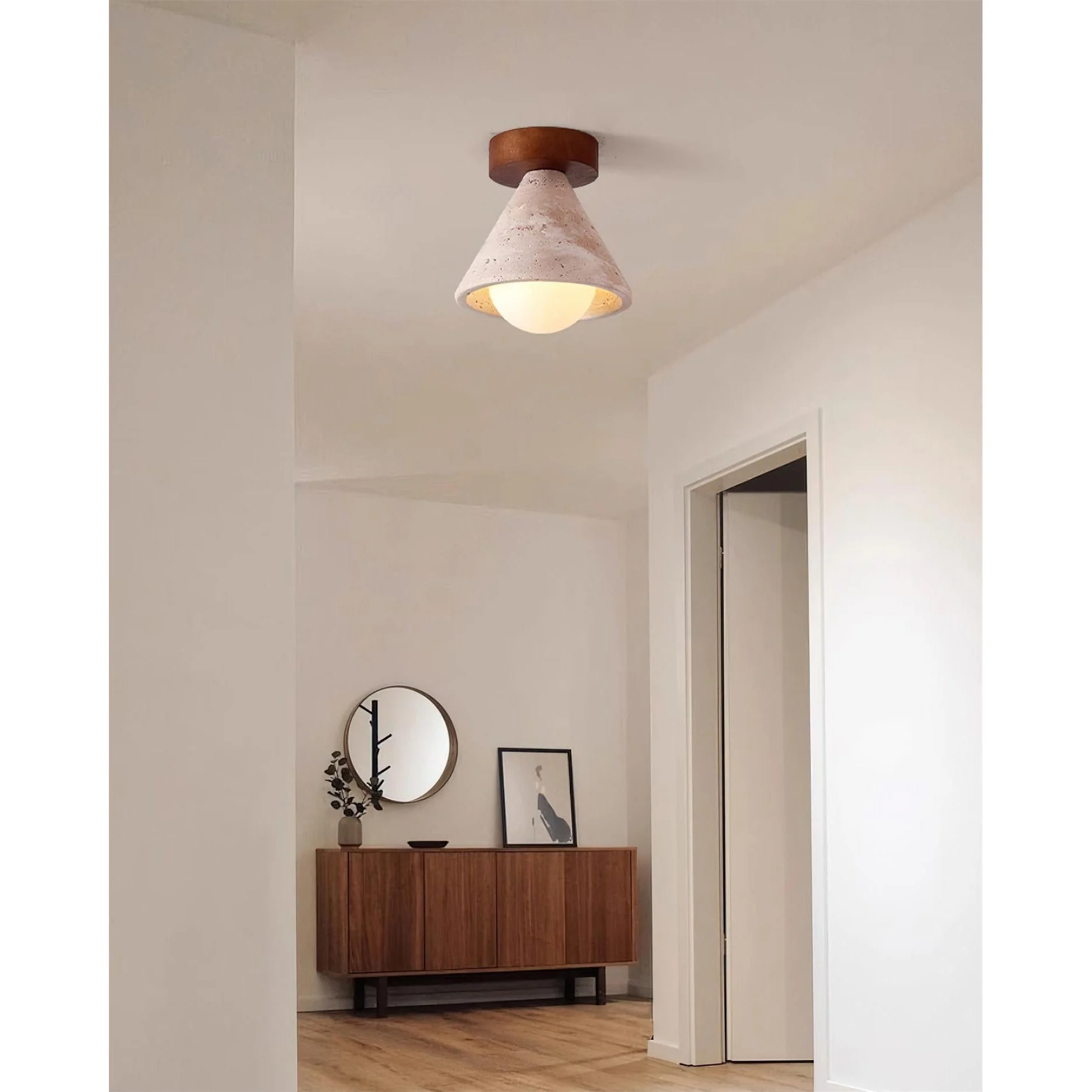 Kayla Wabi-Sabi Travertine Ceiling Light - Image 4