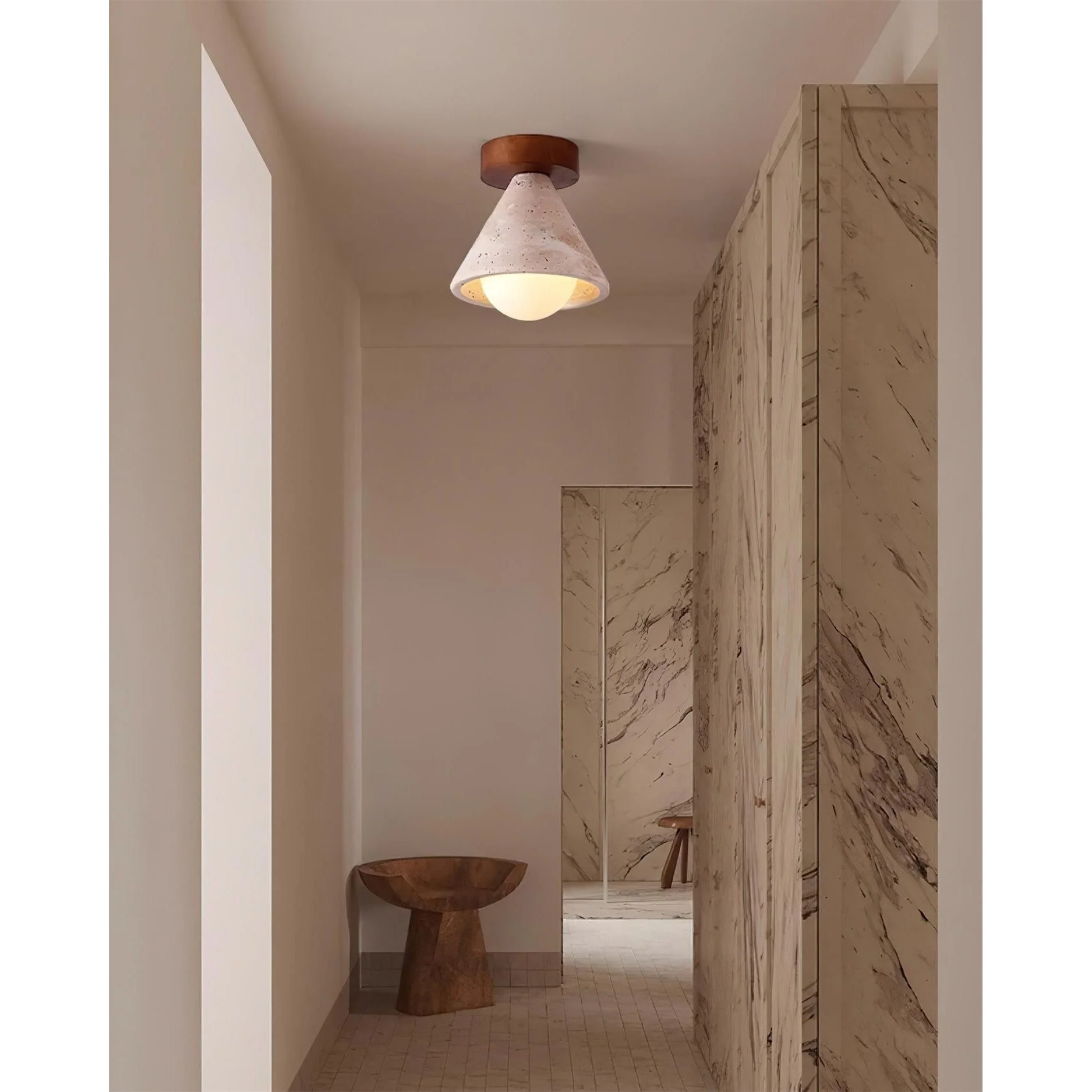Kayla Wabi-Sabi Travertine Ceiling Light - Image 6