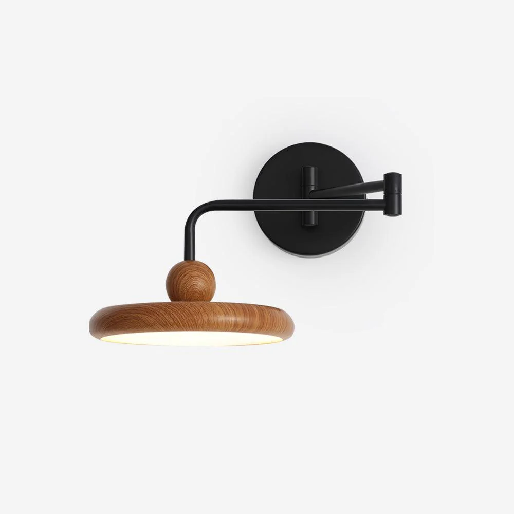 Kenshika Wooden Disc Black Wall Light - Image 12