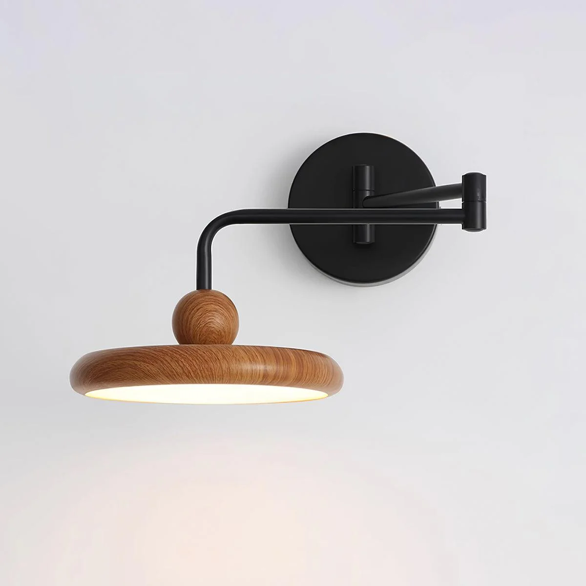 Kenshika Wooden Disc Black Wall Light - Image 13