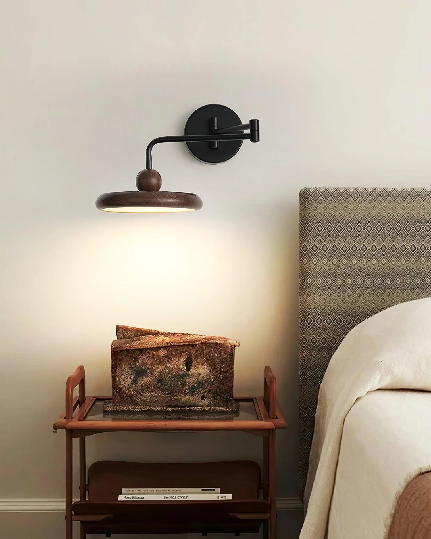 Kenshika Wooden Disc Black Wall Light - Image 16