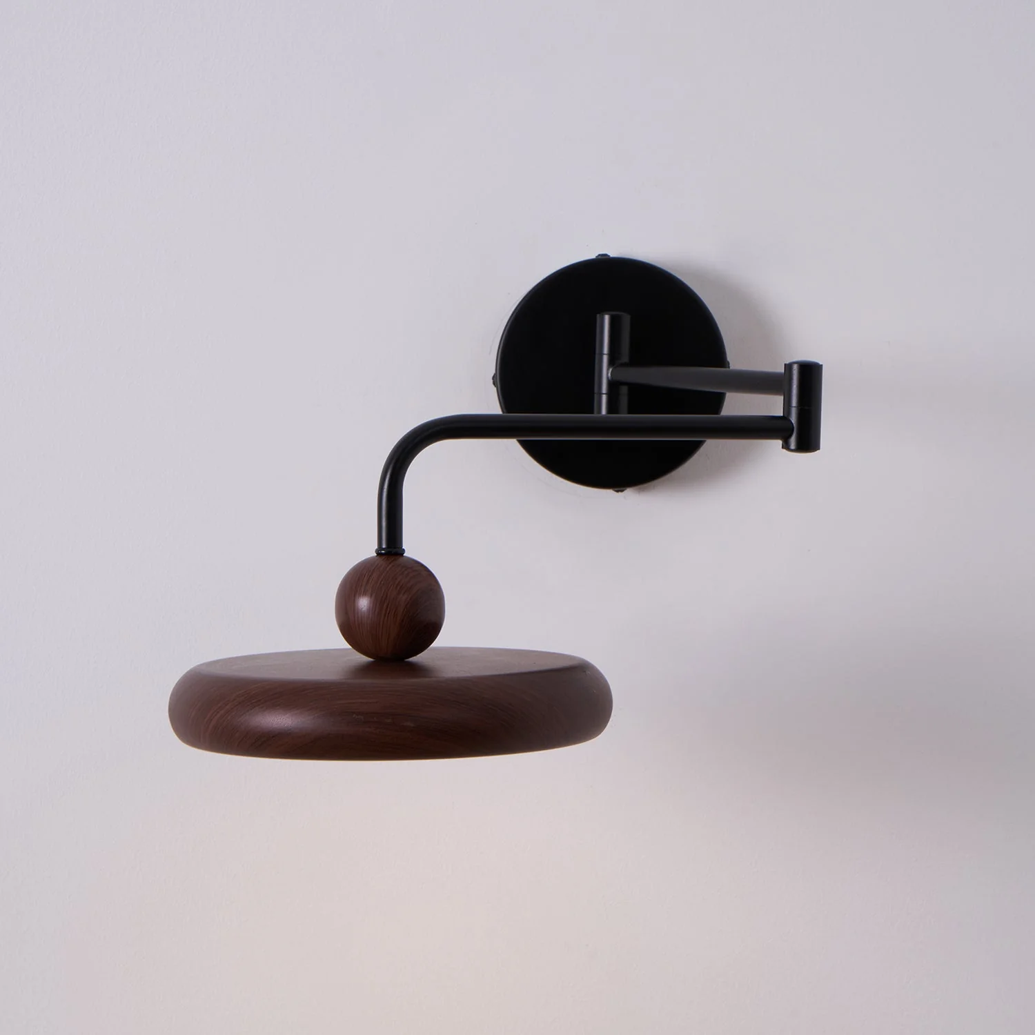 Kenshika Wooden Disc Black Wall Light - Image 18