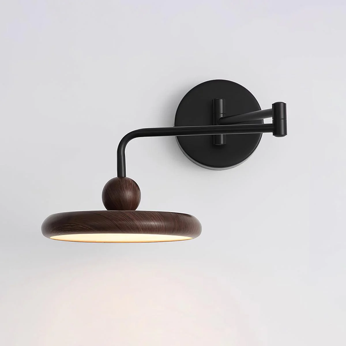 Kenshika Wooden Disc Black Wall Light - Image 19