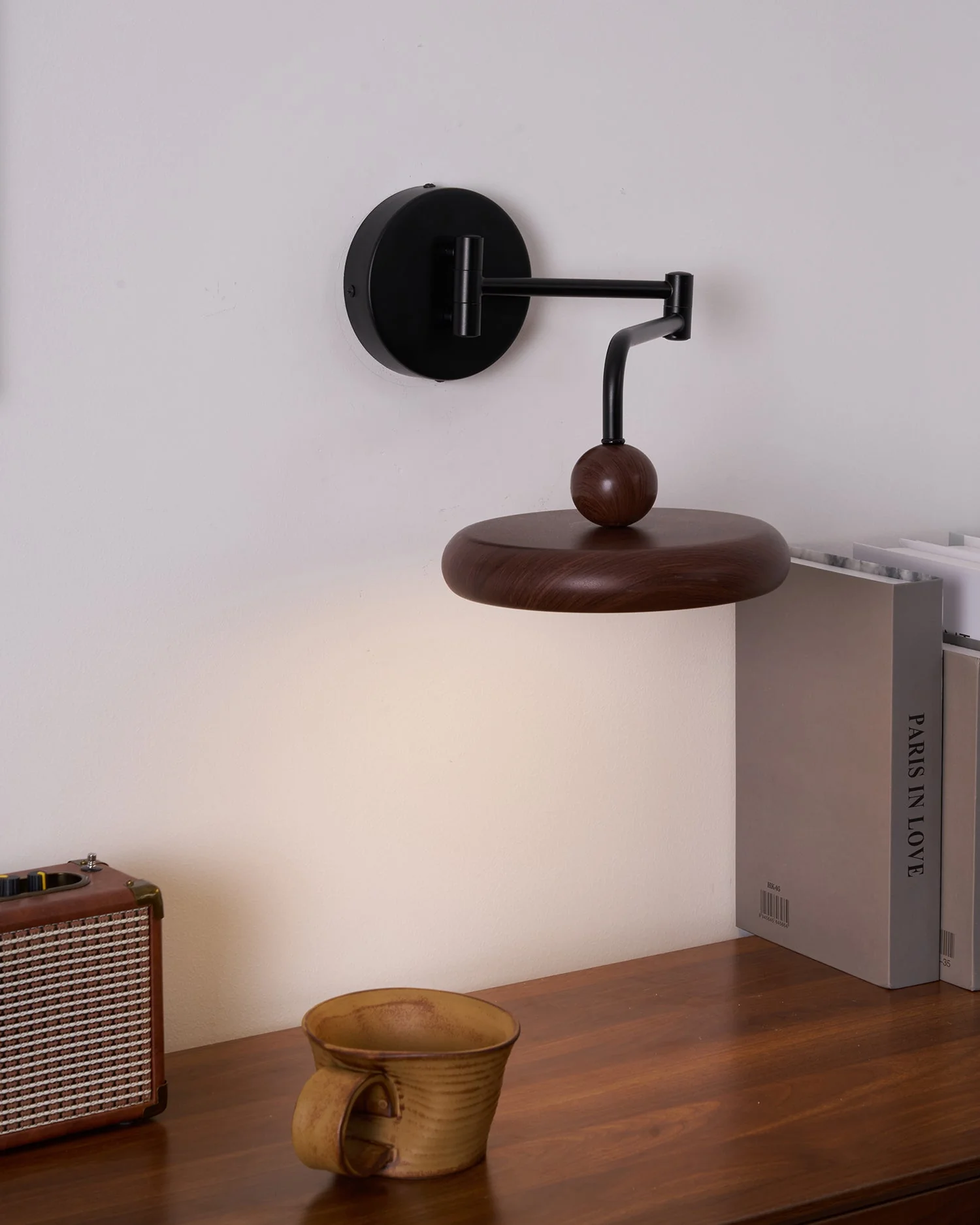 Kenshika Wooden Disc Black Wall Light - Image 23