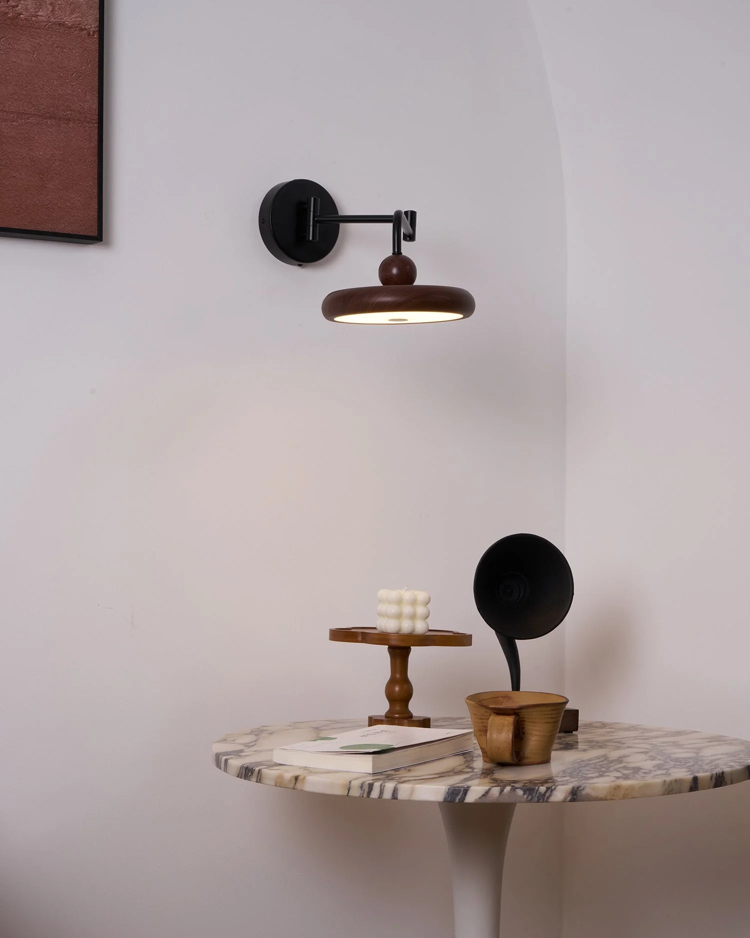 Kenshika Wooden Disc Black Wall Light - Image 25