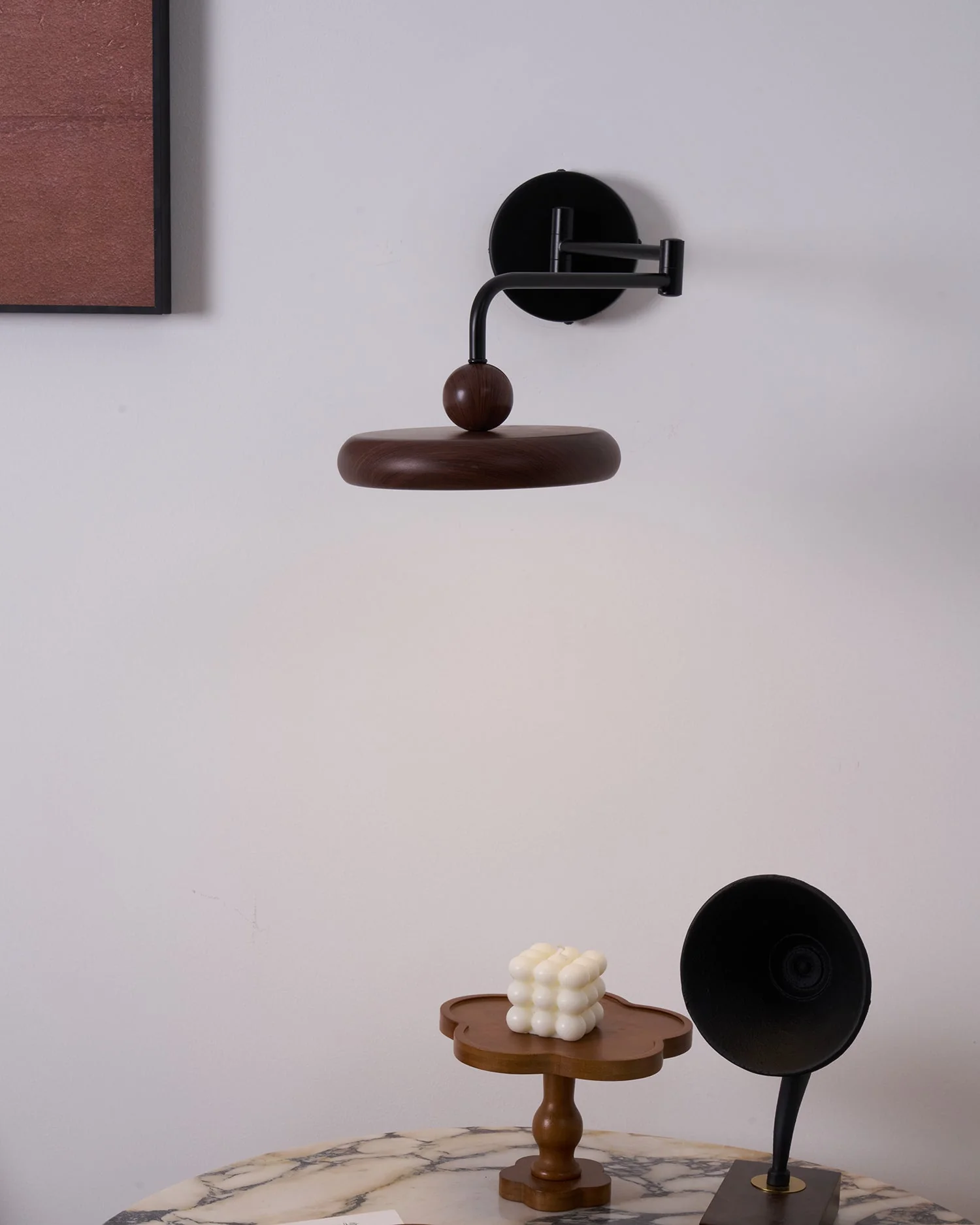 Kenshika Wooden Disc Black Wall Light - Image 26