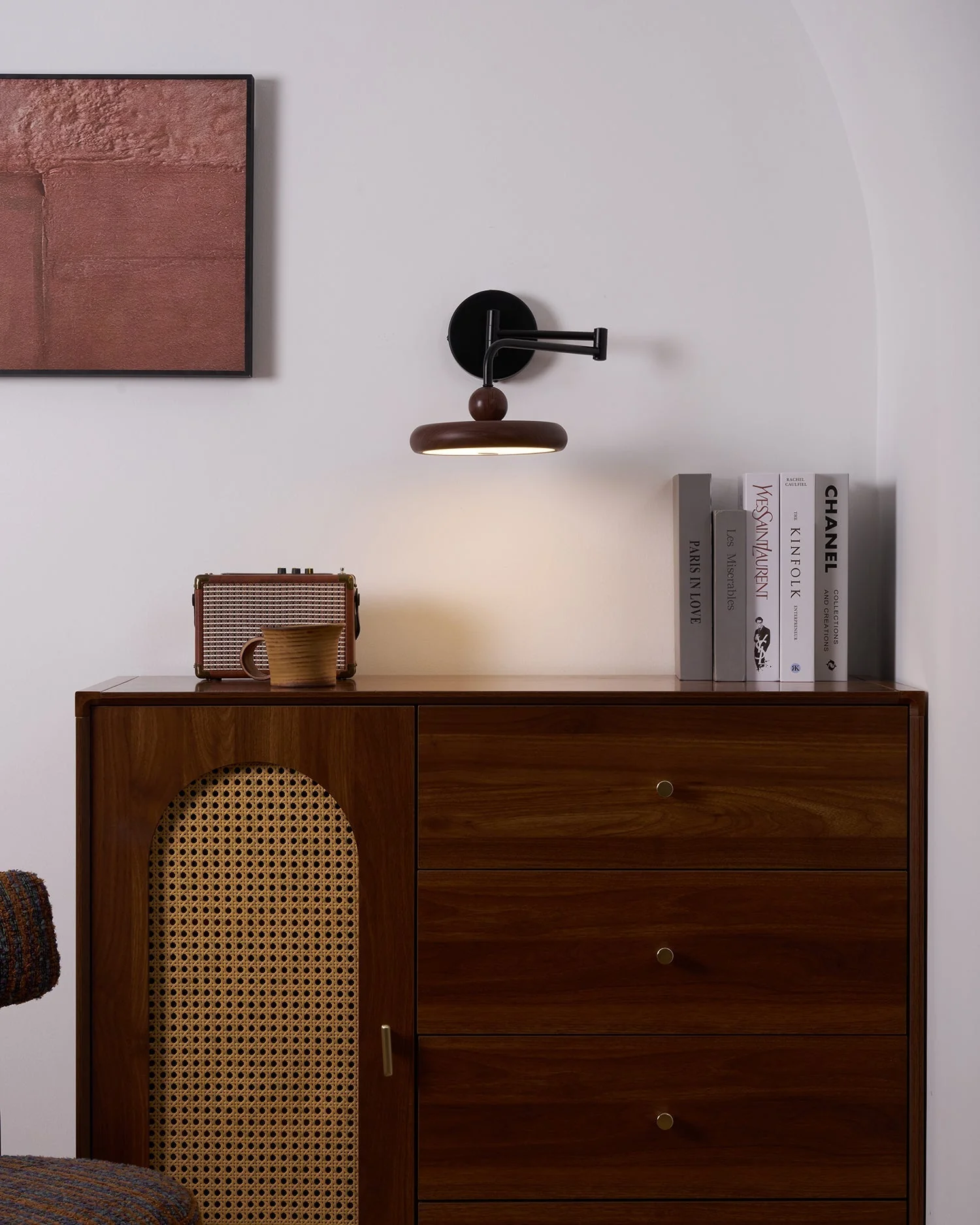 Kenshika Wooden Disc Black Wall Light - Image 28