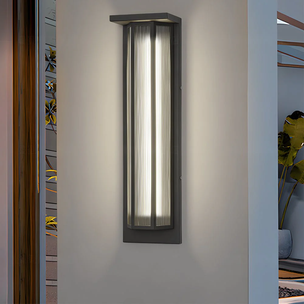 Keway Rectangular Transparent Outdoor Wall Lights - Image 2