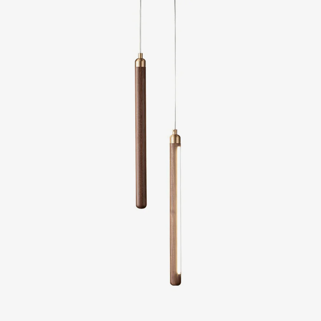 Kyoto Walnut Brass Linear Pendant Light