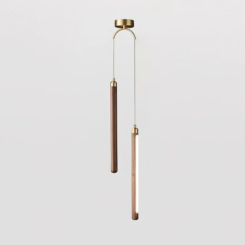 Kyoto Walnut Brass Linear Pendant Light - Image 15