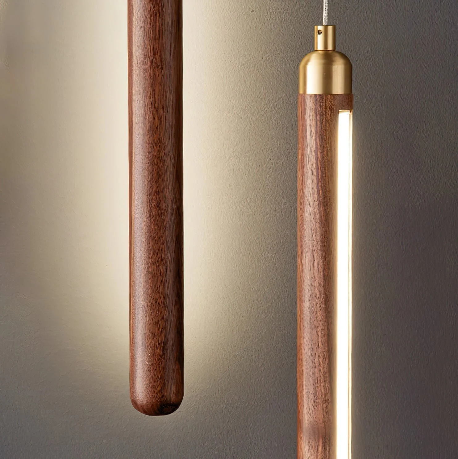 Kyoto Walnut Brass Linear Pendant Light - Image 7