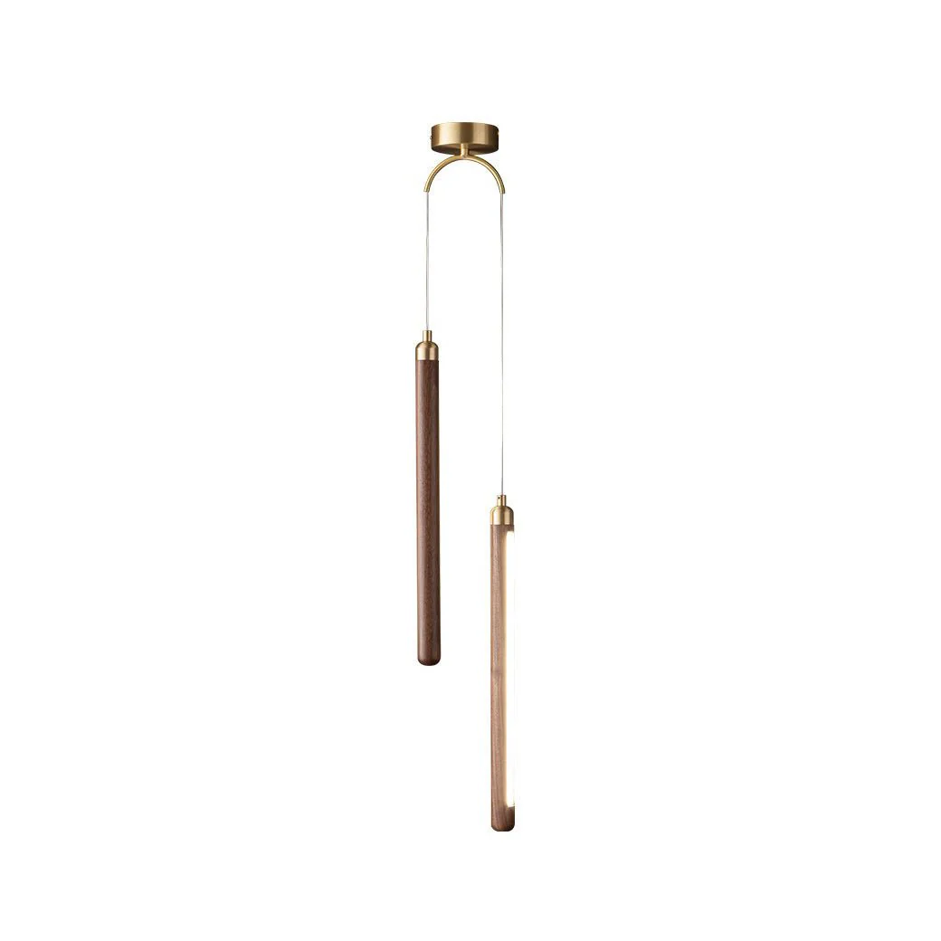 Kyoto Walnut Brass Linear Pendant Light - Image 9