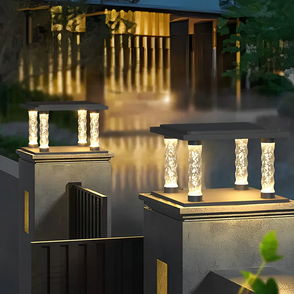 Landon Bubbles Square Modern Outdoor Post Caps Lights - Image 4