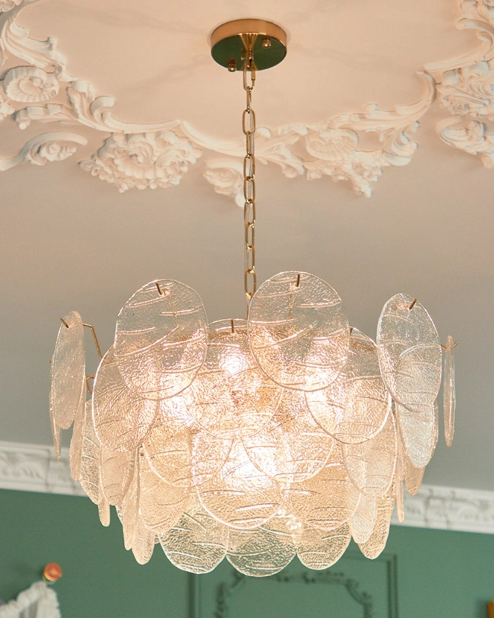 Leaf Vintage Glass Chandelier - Image 3