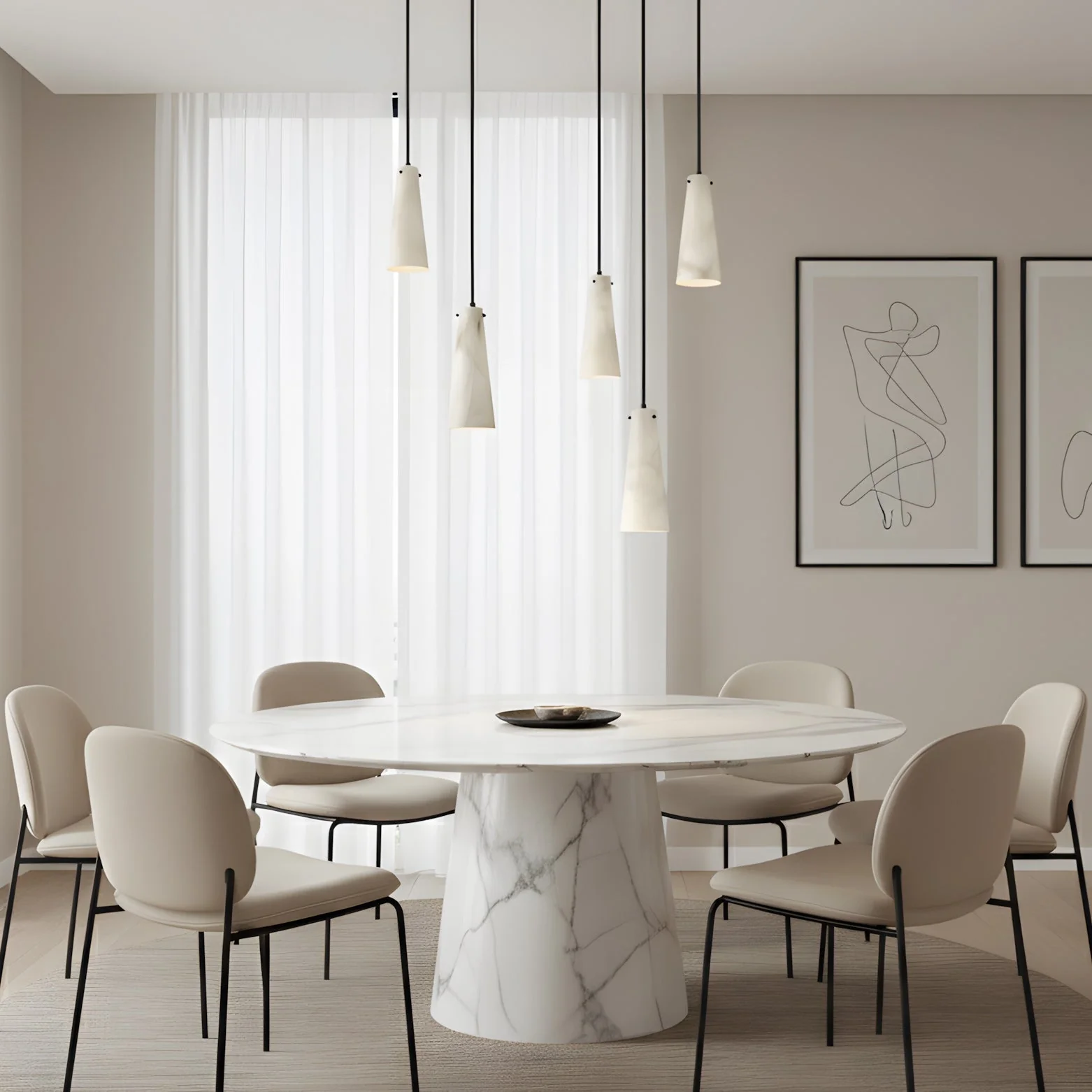 Licau Contemporary Alabaster Pendant Light - Image 14