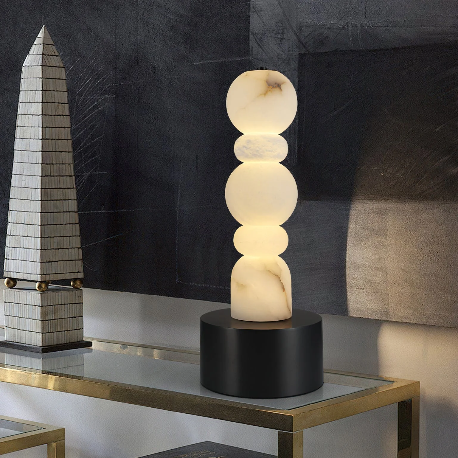 Lila Minimalist Alabaster Table Lamp - Image 2