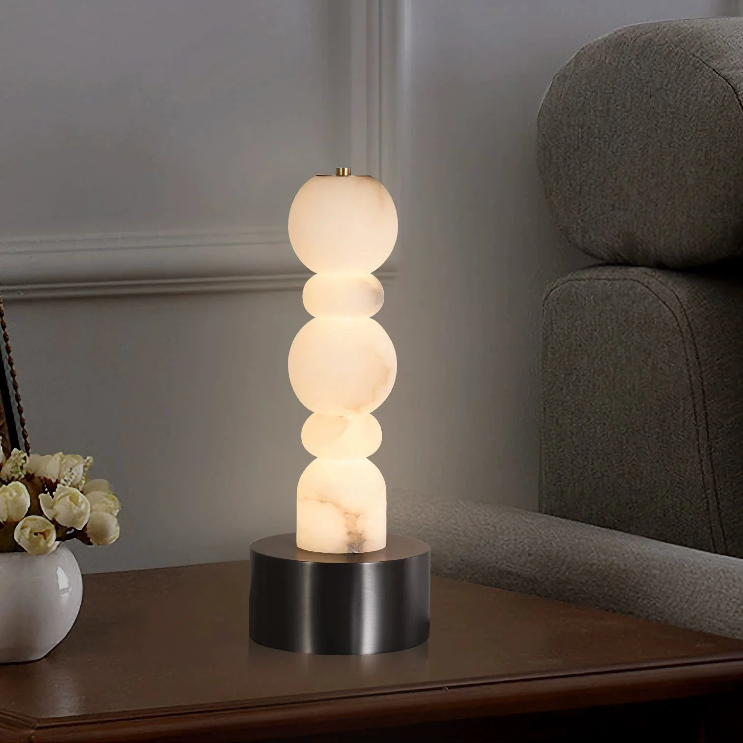 Lila Minimalist Alabaster Table Lamp - Image 3