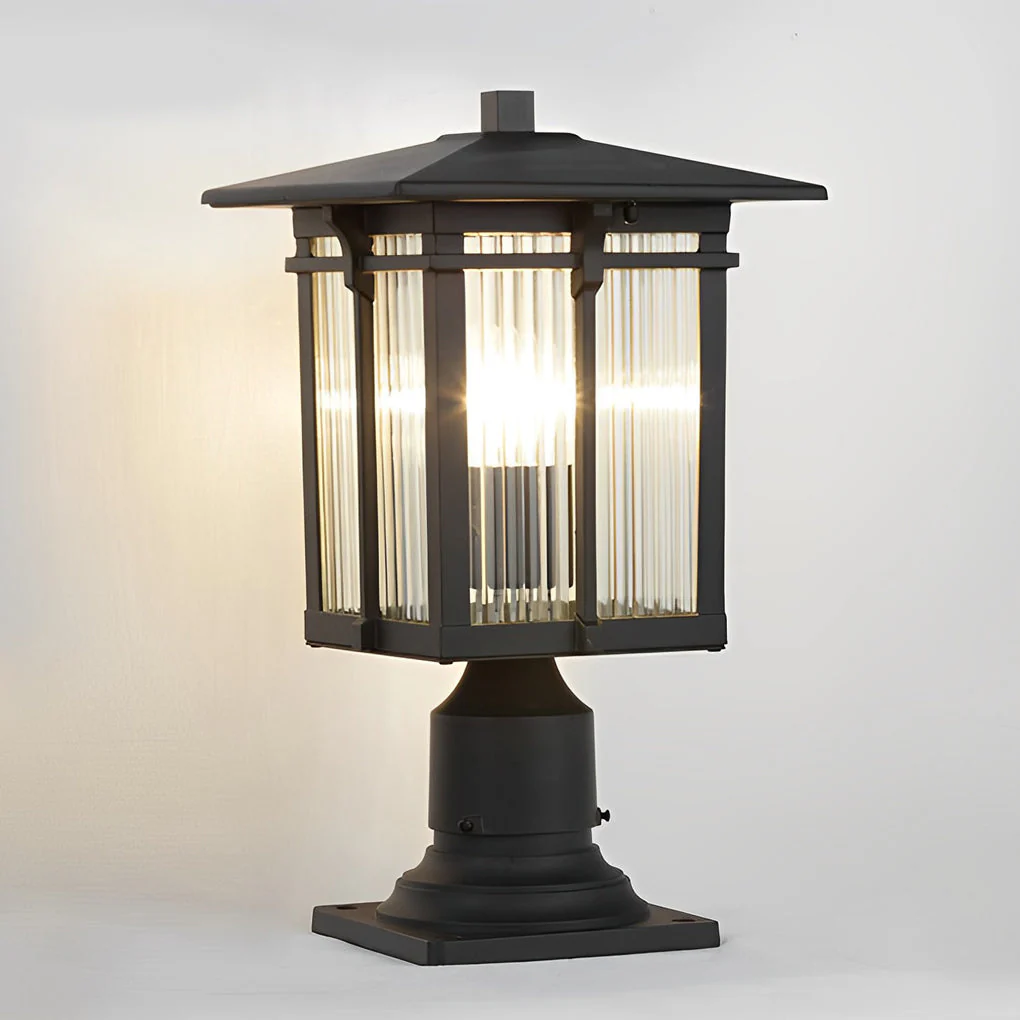 Lovele Striped Modern Glass Outdoor Post Lights - Image 5