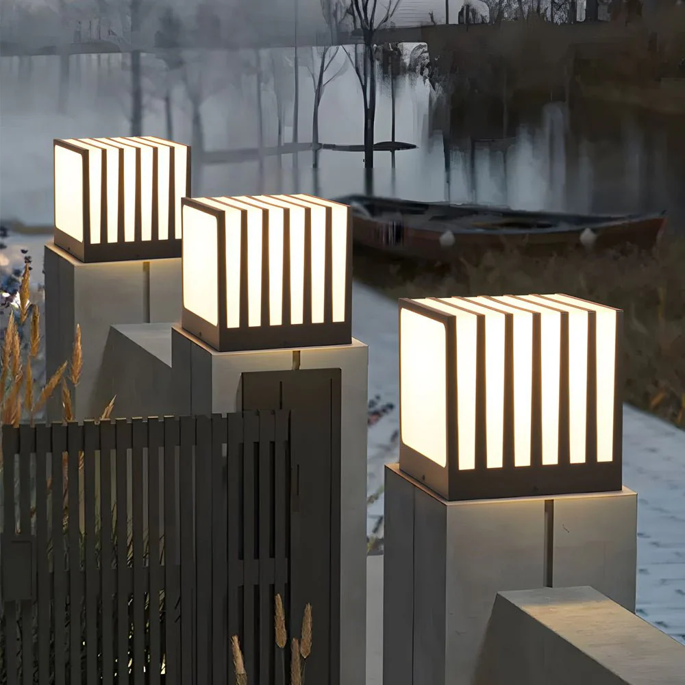 Lulu Square Column Outdoor Fence Post Light - Image 3