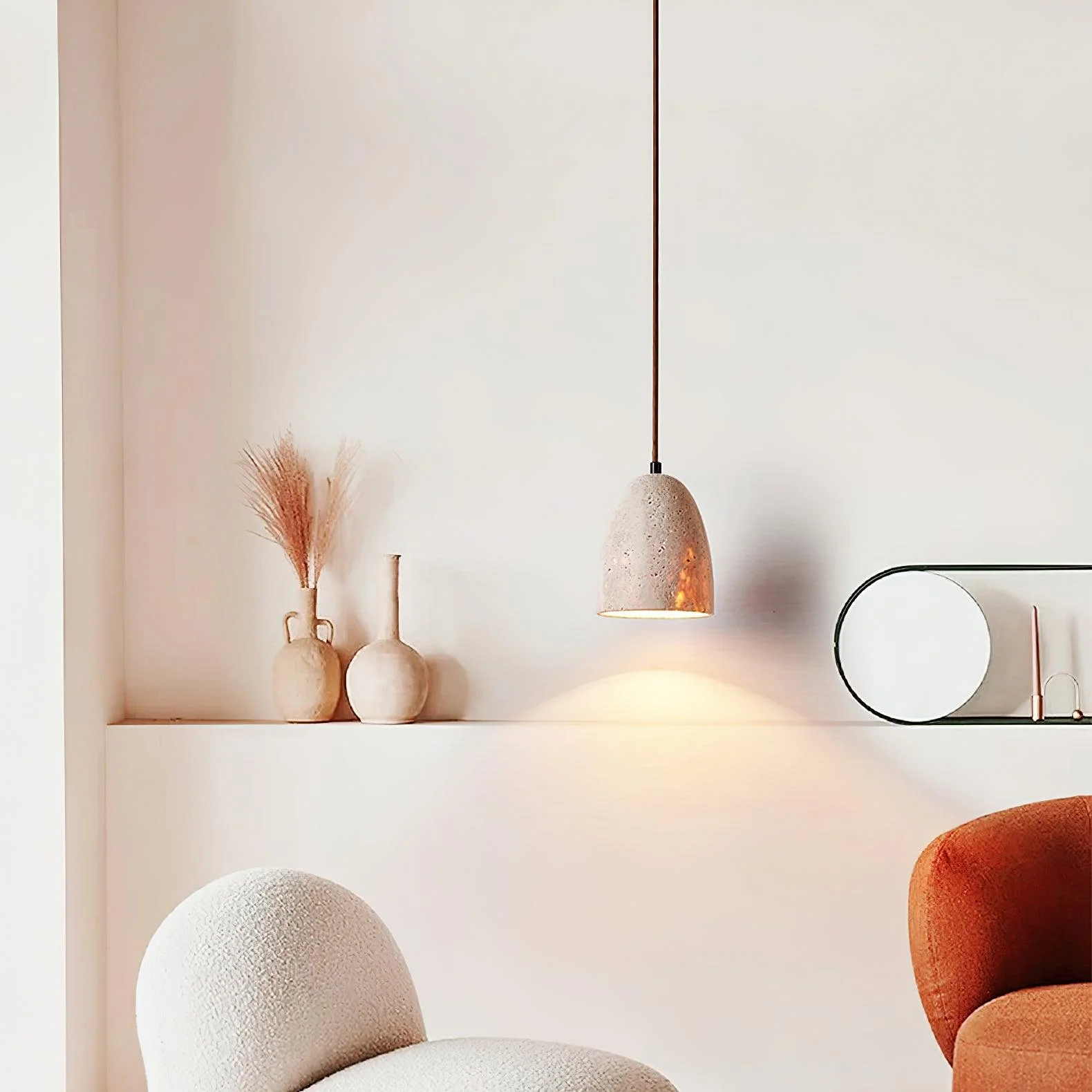 Luminary Stone Wabi-Sabi Travertine Pendant Light - Image 17