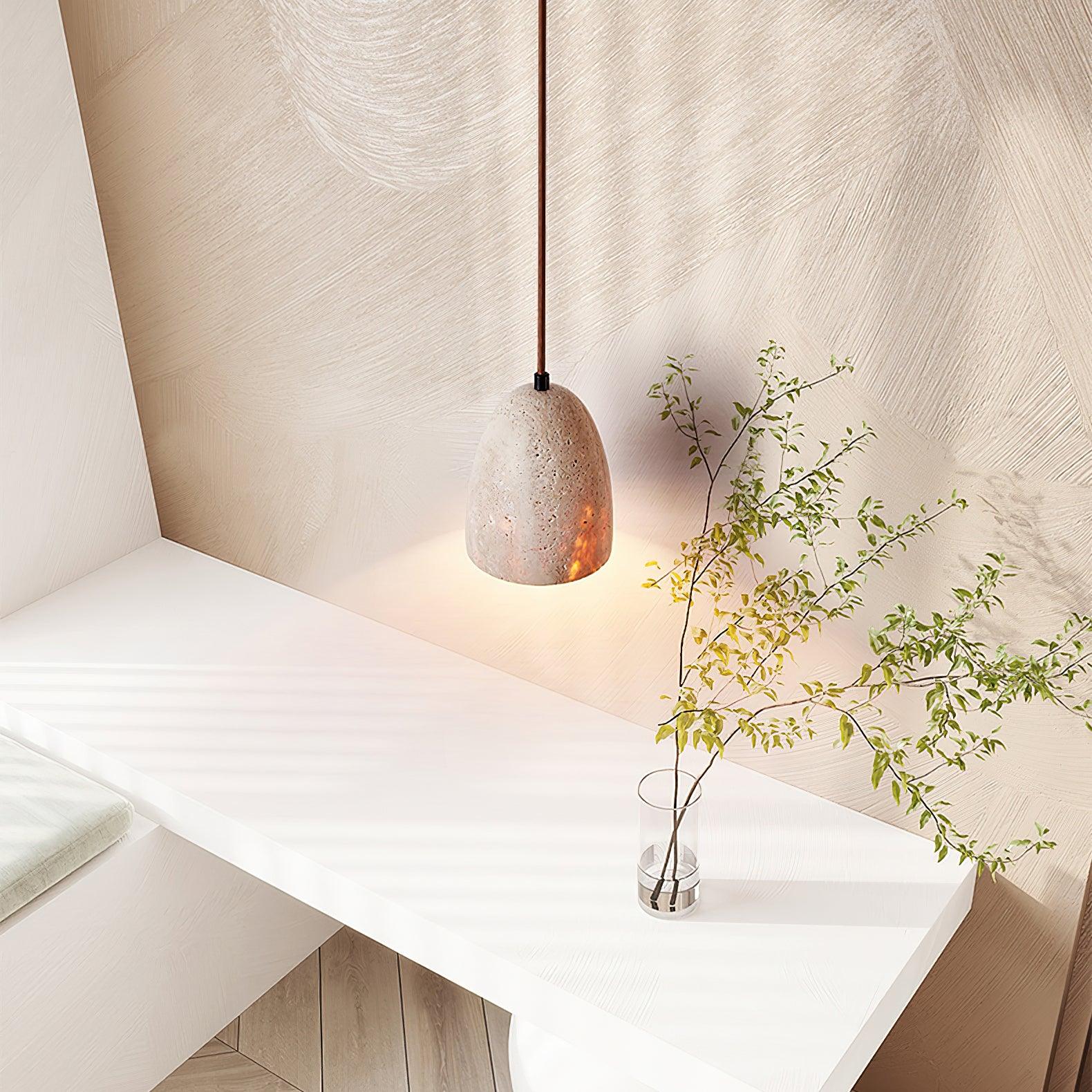 Luminary Stone Wabi-Sabi Travertine Pendant Light - Image 19