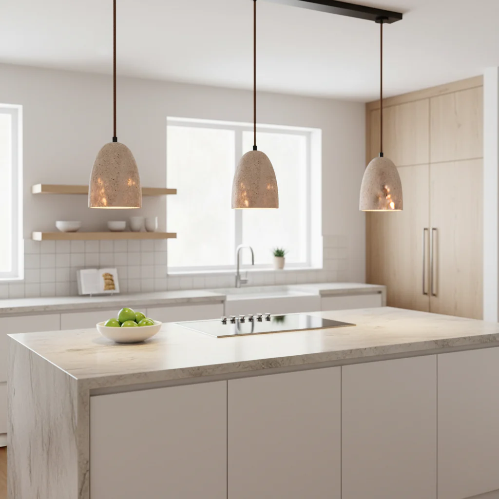 Luminary Stone Wabi-Sabi Travertine Pendant Light - Image 9