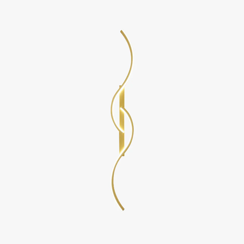 Lumor Modern Linear Wave Bedroom Wall Lamp, Black/Gold