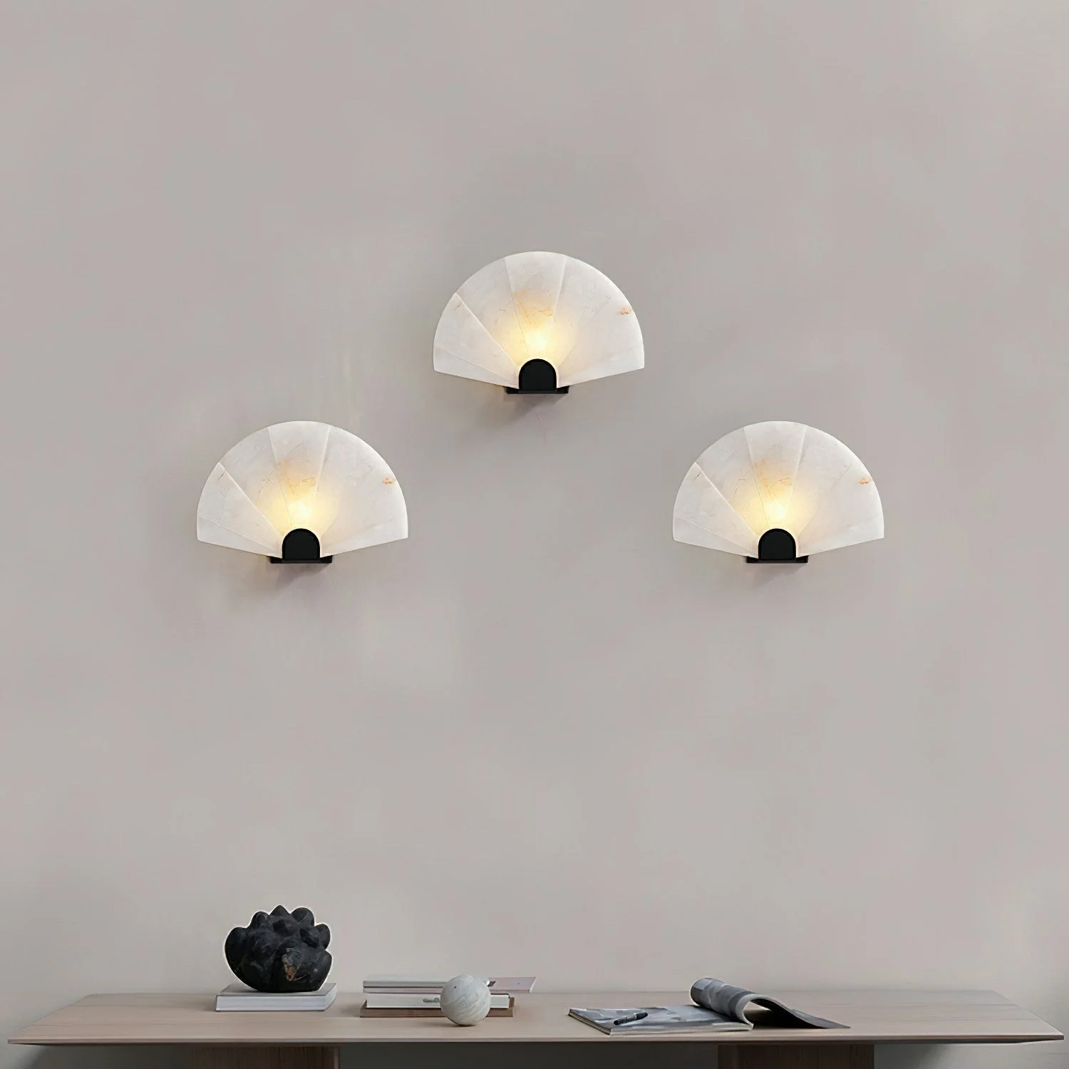 Luna Fan Oriental Alabaster Wall Light - Image 13
