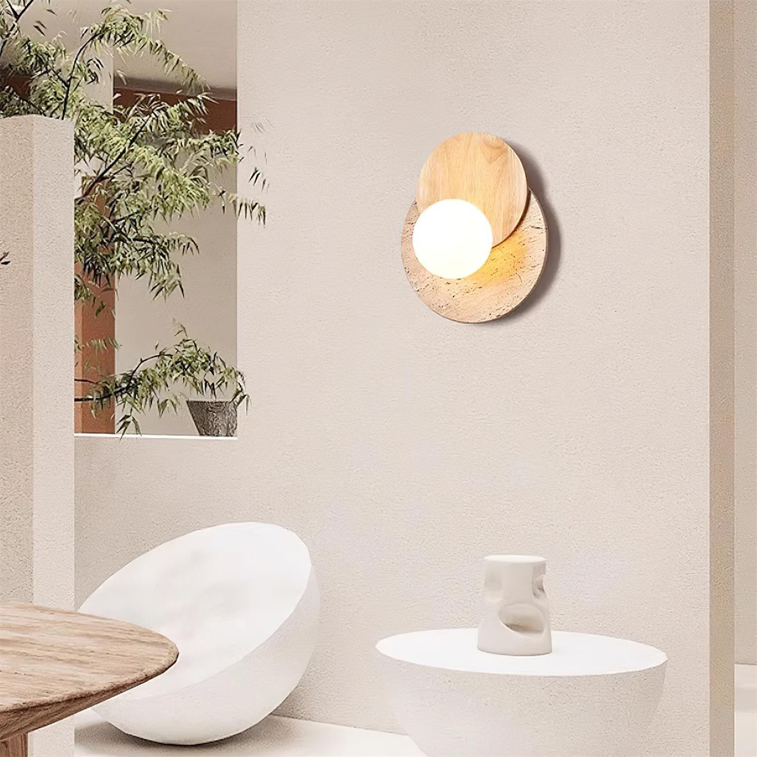 Lunar Eclipse Modern Travertine Plug-in Wall Light - Image 6