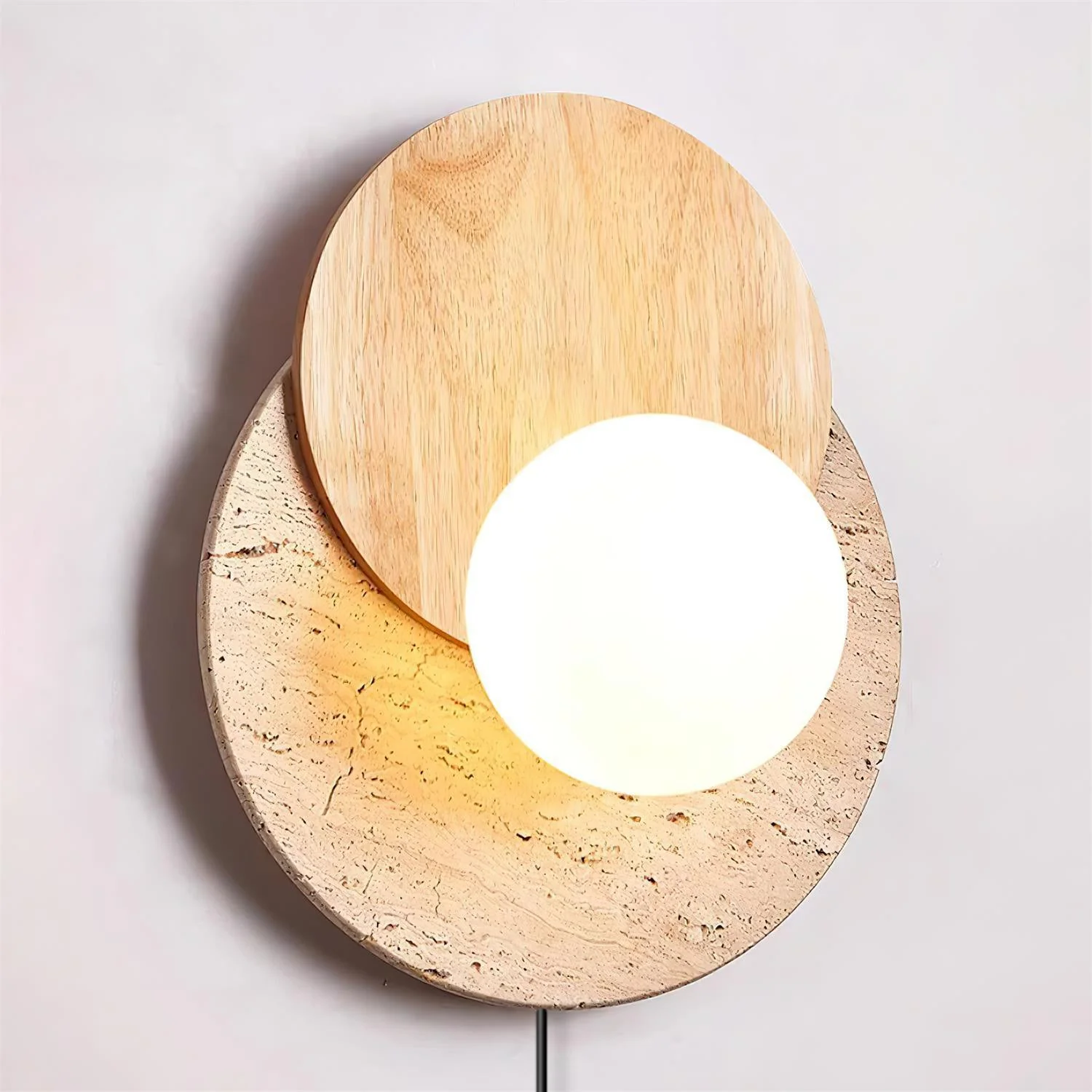 Lunar Eclipse Modern Travertine Plug-in Wall Light - Image 9