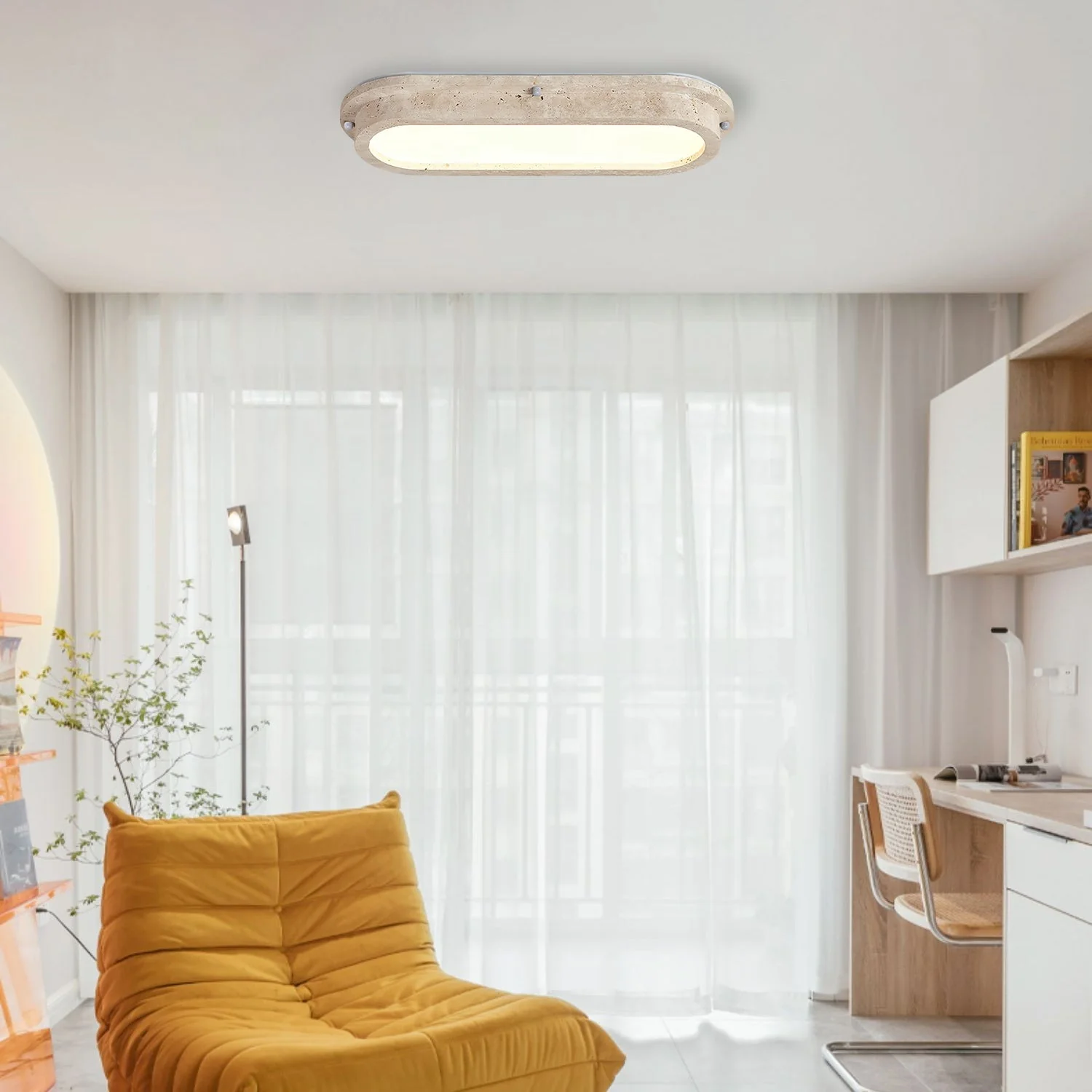 Lunaro Wabi-Sabi Travertine Ceiling Light - Image 2