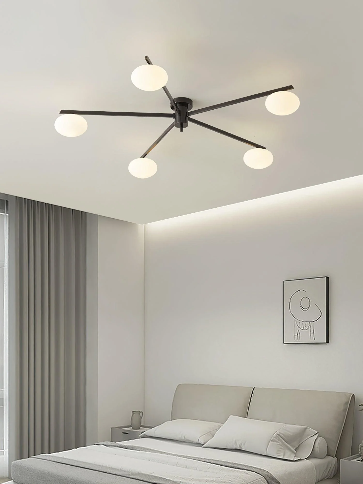 Lustra Ceiling Lamp Black White Glass - Image 13