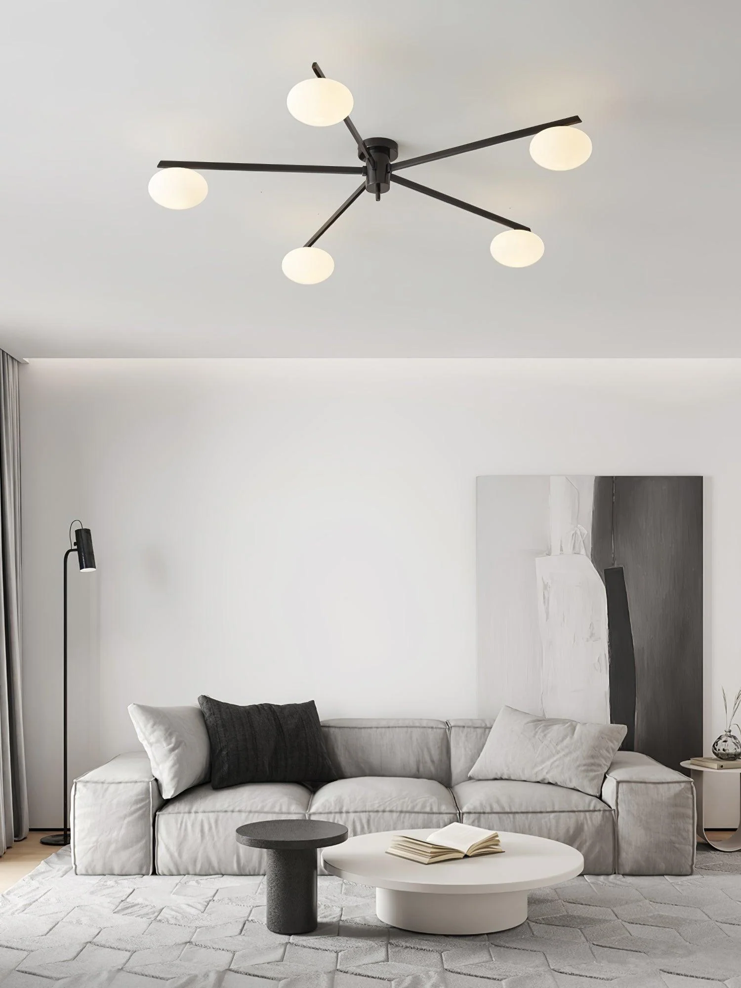 Lustra Ceiling Lamp Black White Glass - Image 14